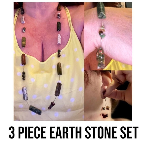 Earth Stone 3 piece Set: NWOT I think it was hand crafted by a local artist - Picture 3 of 17
